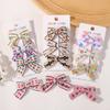 Popular Hair Accessories Set Academy Style Fabric Bow Children'S Half Pack Press Clip Plaid Hair Accessories Hairpin 5204