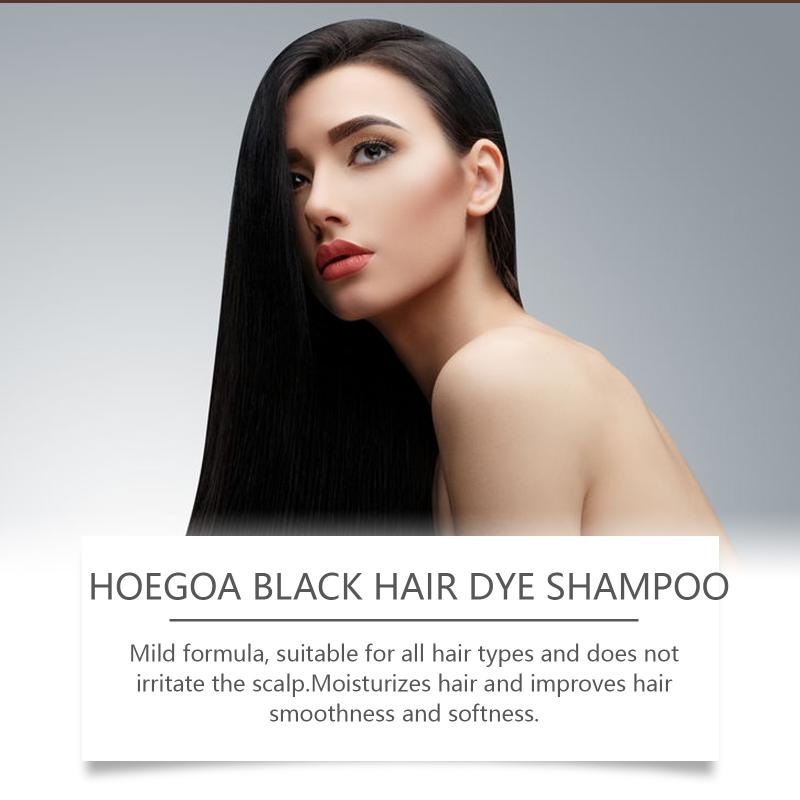 Hoegoa 100ml 3 In 1 Herbal Black Hair Dyeing Shampoo Color Gray To Natural Black Polygonum Multiflorum Hair Dye Shampoo