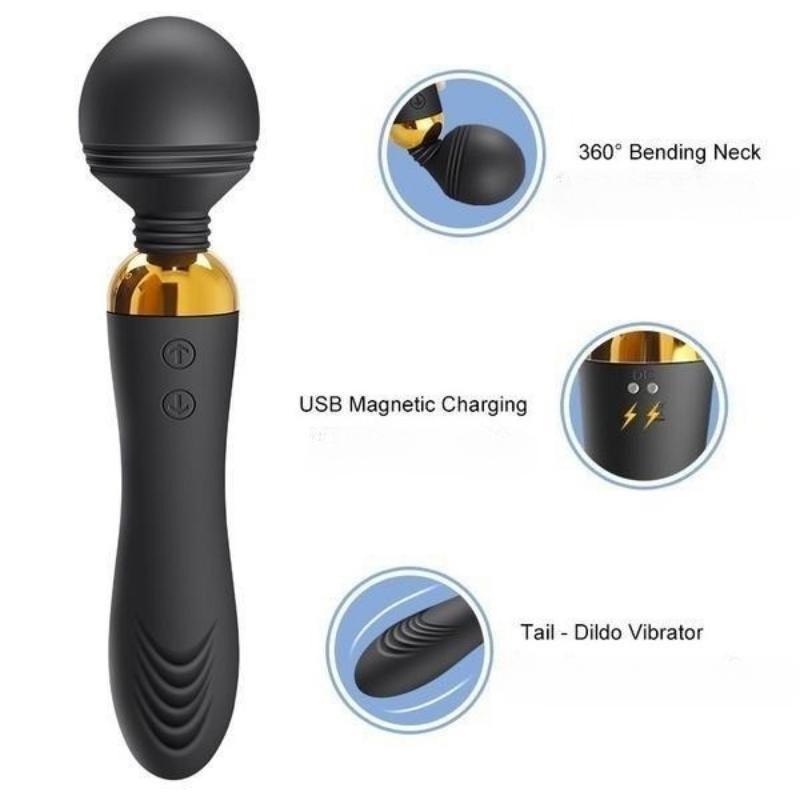 2023 Power Stick AV Vibrator Double Head 9-Speed Power G-Point Massager Vaginal Anal Stimulation Female Sex Toy Bullet