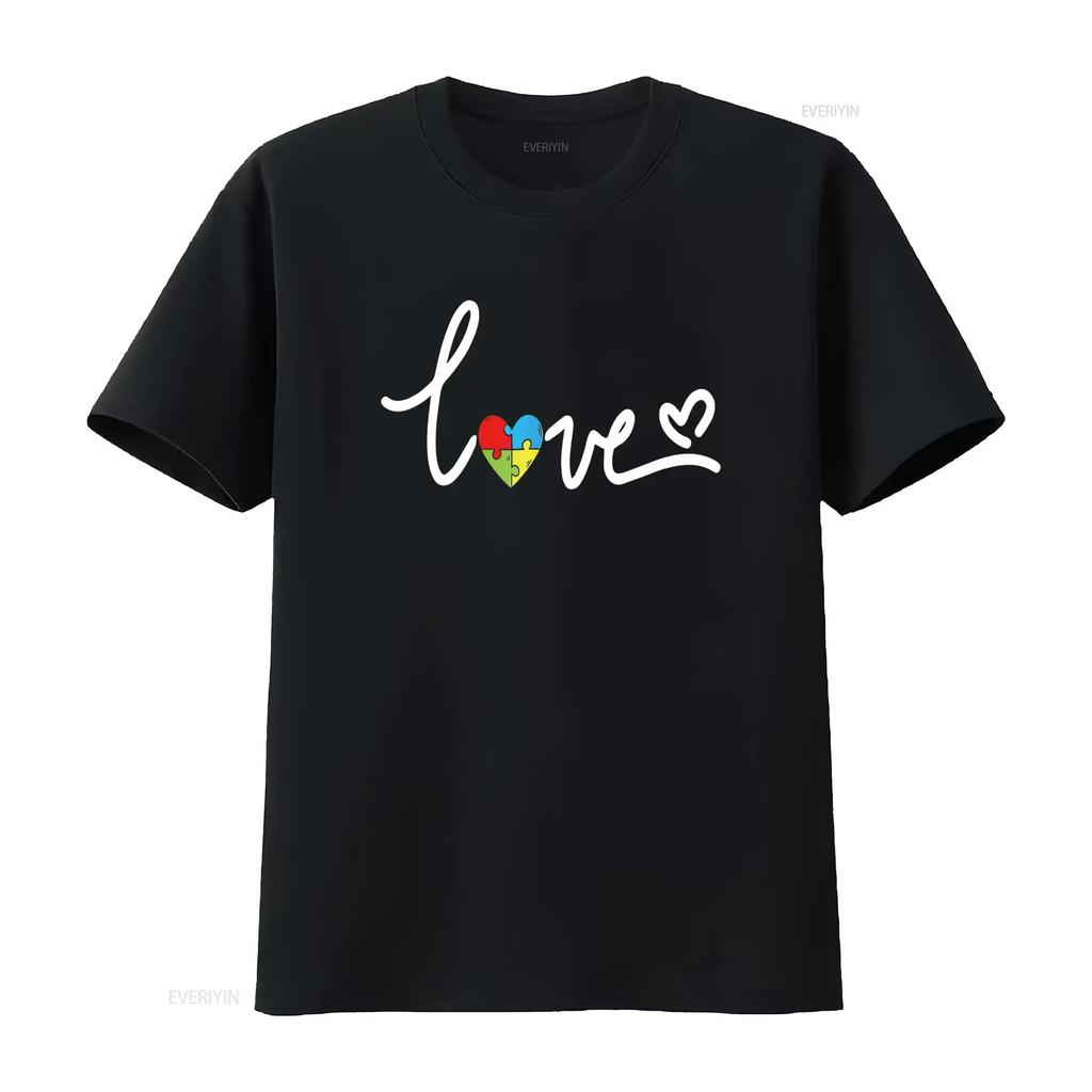 For T Shirt Autism Awareness Plus Size Black vintage Washed Versatile Comfortable Stretched fashion Top For Everyday Wear Soft