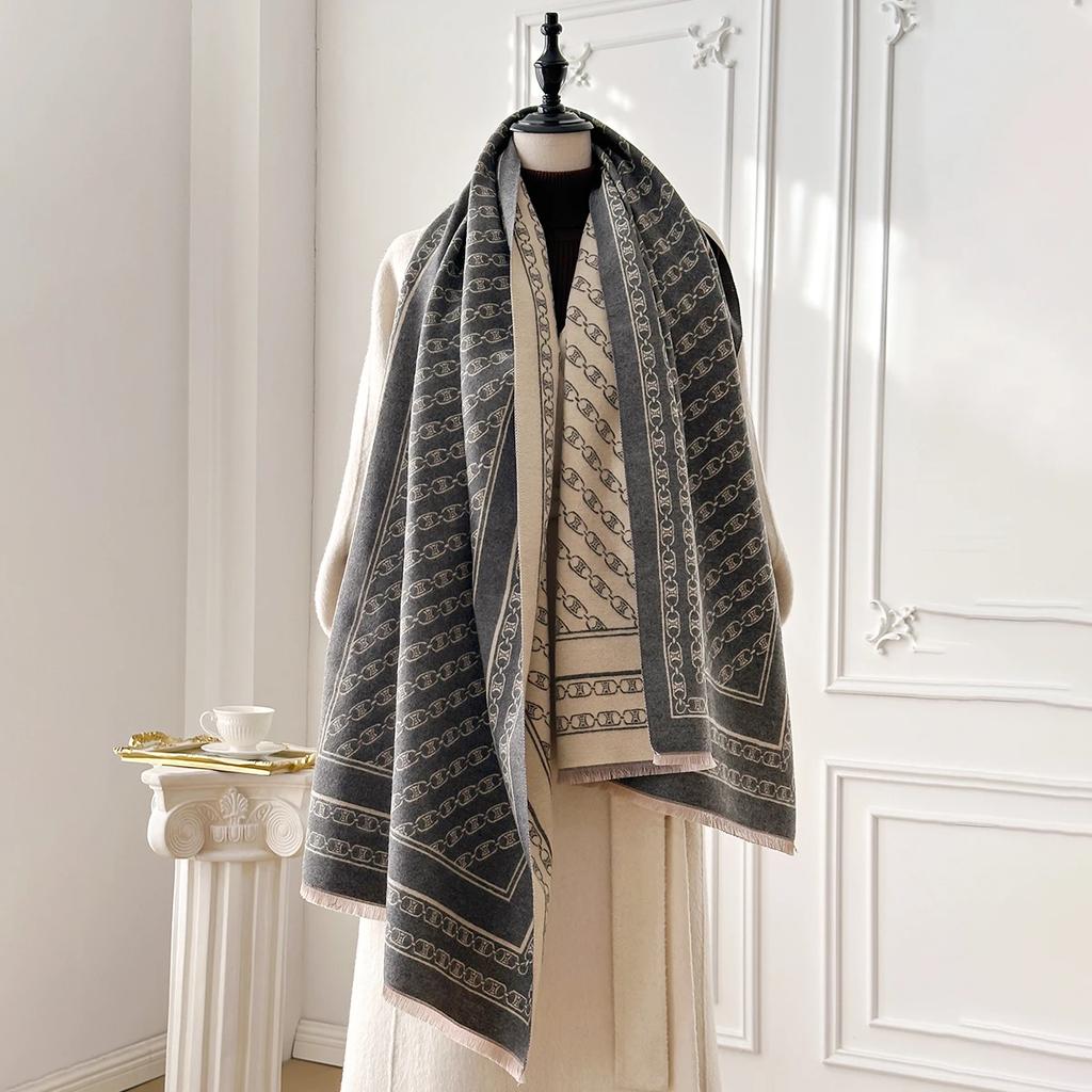 Women's Luxury Faux Cashmere Scarf Autumn Winter Warm Pashmina Blanket Poncho Fashion Print Thick Shawl for Fashionable Coverage