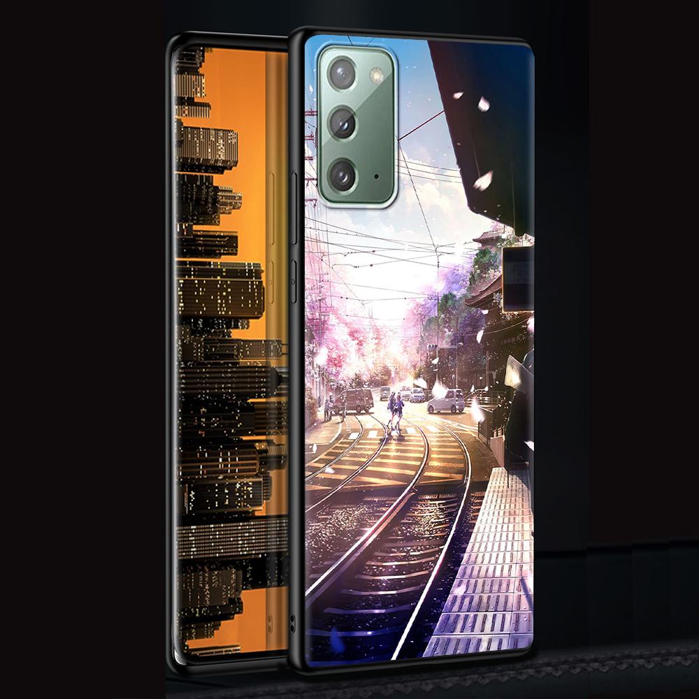 Anime Plum Cherry Blossom Girl Case for Samsung Galaxy Note 20 Ultra 10 Lite 9 8 A12 A52 A51 S20 FE Black Soft Phone Coque