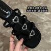[French Love Rhinestones] Pure desire wind heightened thick heel exquisite outer wear sandals women's 2025 summer beach slippers