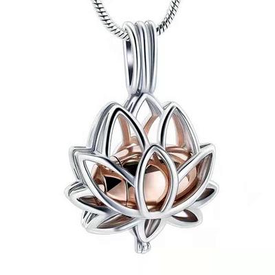 European and American Flower Necklaces Lotus Shaped Hollowed Out Bottles Pendants Hair Commemorative Urn