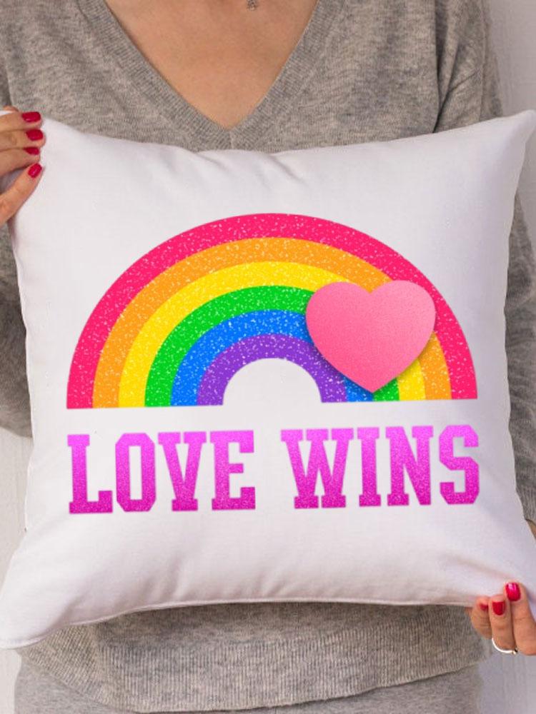 Rainbow Love Wins Pillow Cover for New Couple Bedroom Home Decor Love Pillowcase Tic Tac Toe Love Wedding Gift Pillows 45*45CM