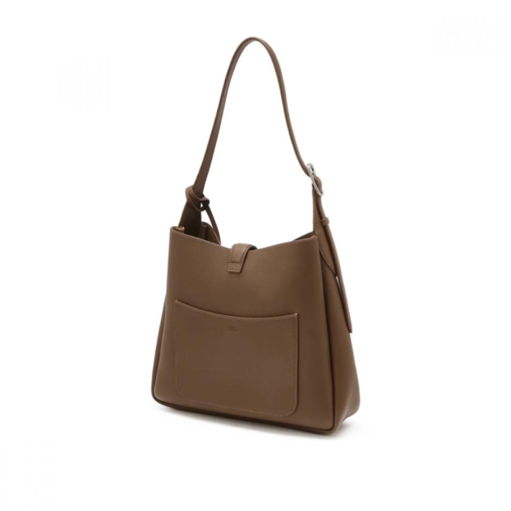 Daks Brown Genuine Leather House Check Decoration Point ShouLder Bag L