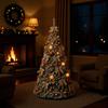 Pre-lit Retractable Floor-standing PVC Christmas Tree for Home Decorations