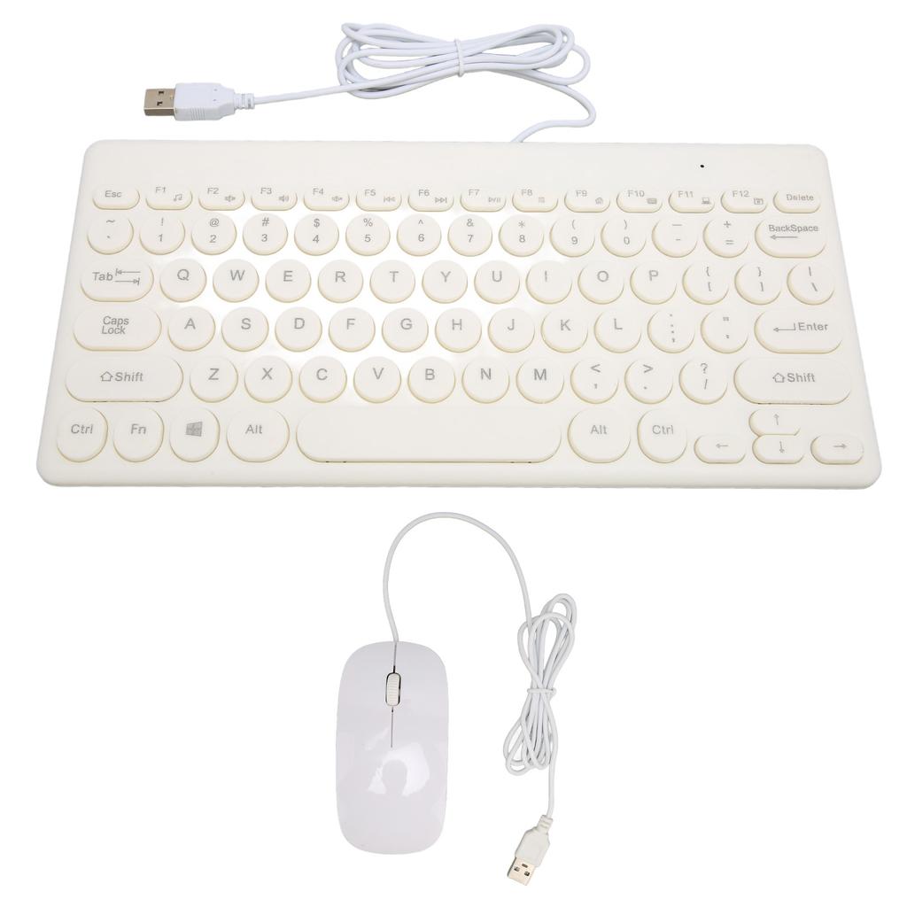 Keyboard Mouse Combo Comfortable Ergonomics Power Saving 78 Keys Round Keycap 4 Mouse Buttons Wired Computer Supplies