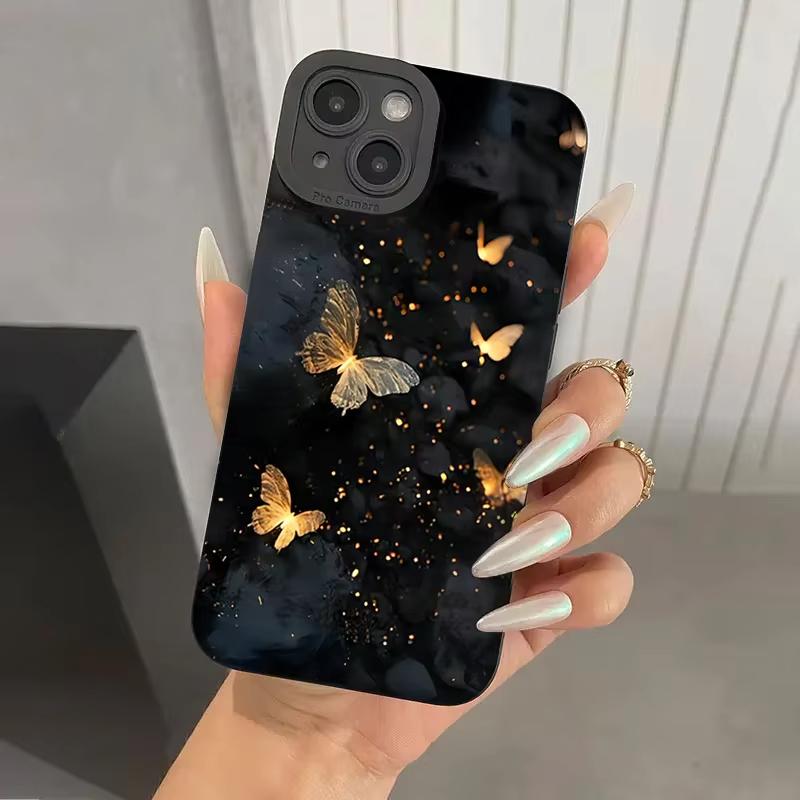 Gold Butterfly Graphic Phone Case For Samsung Galaxy A15 A35 A54 A55 S25 Ultra S24 FE S23 Plus S22 S21 S20 Cover