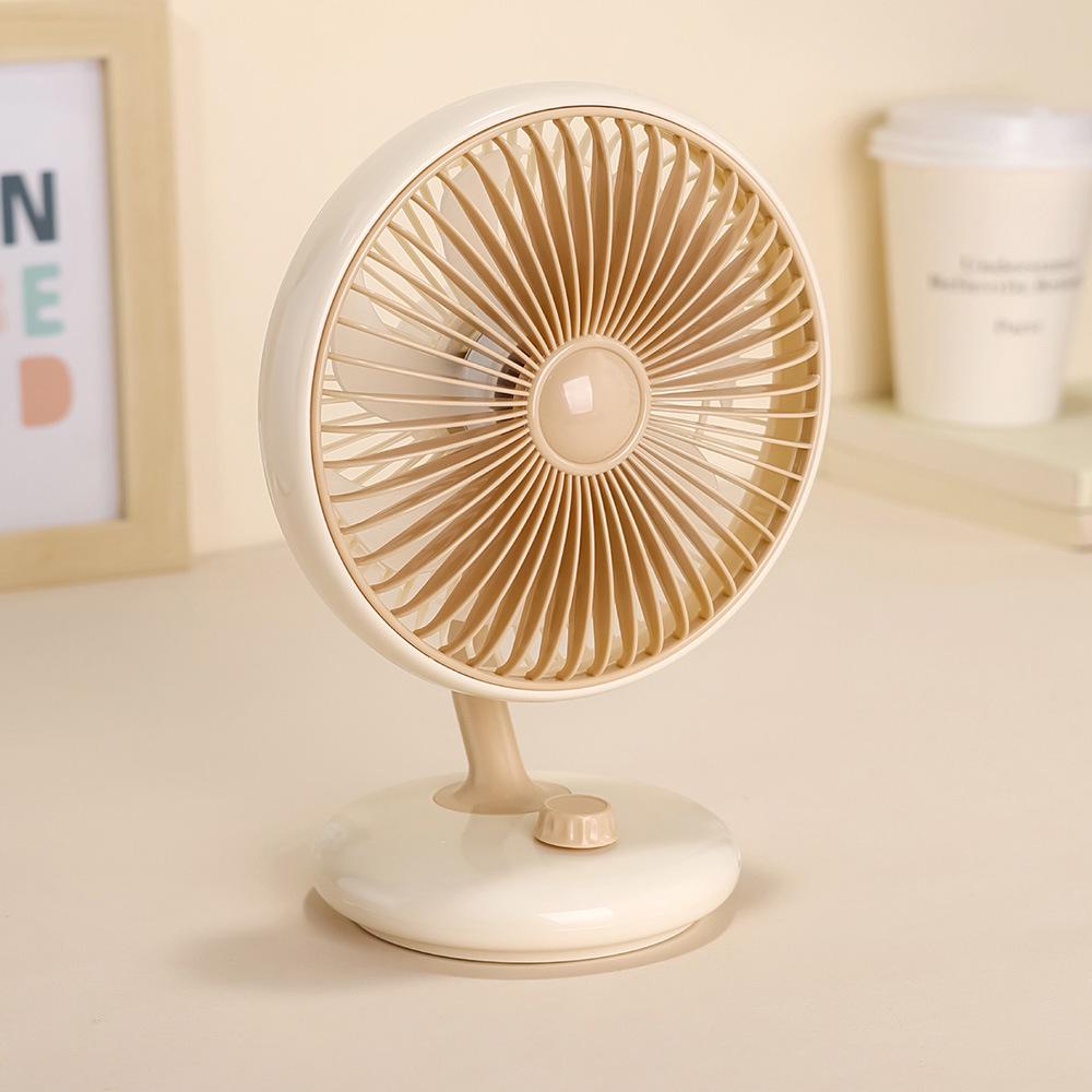 Retro USB-Powered Silent Desk Fan with Stepless Speed Control and Portable Brushless Motor