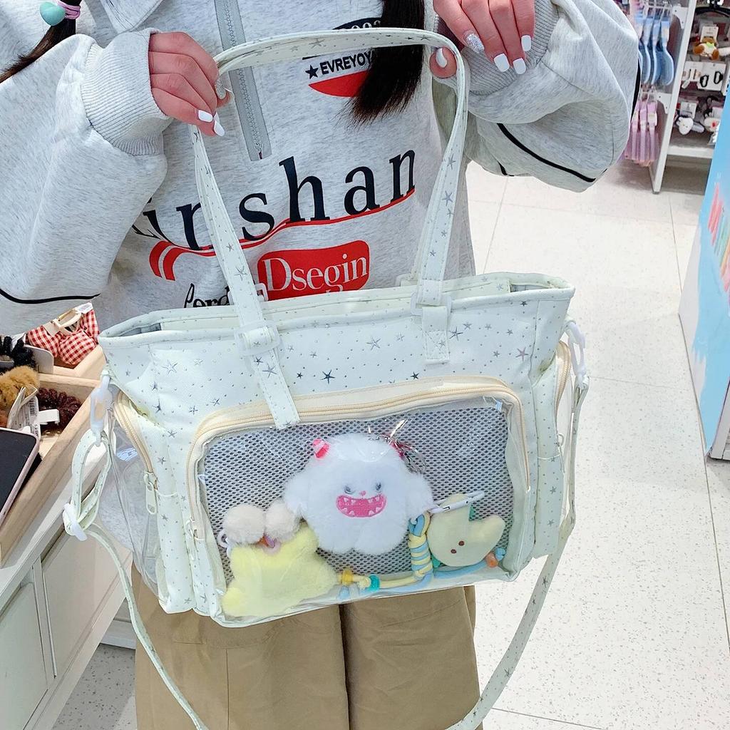 New Y2K Cute Star Bling Ita Bag Women's Fashion Shoulder Bag Lolita Girl Transparent Tote Bag DIY Display Crossbody Bag Handbags