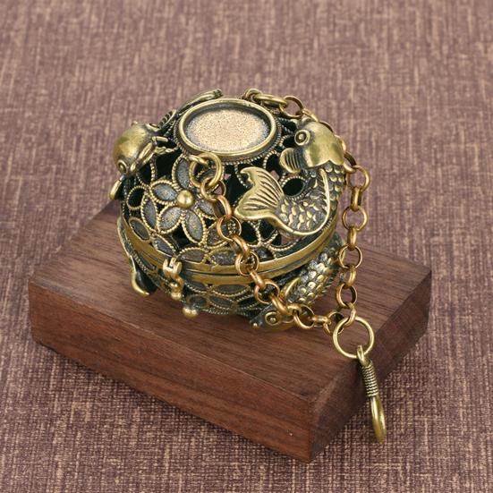 Incense Burner Decorative Artistic Exquisite Reduce Anxiety Pure Brass Retro Hollow-out Aromatherapy Furnace Car Pendant for Home