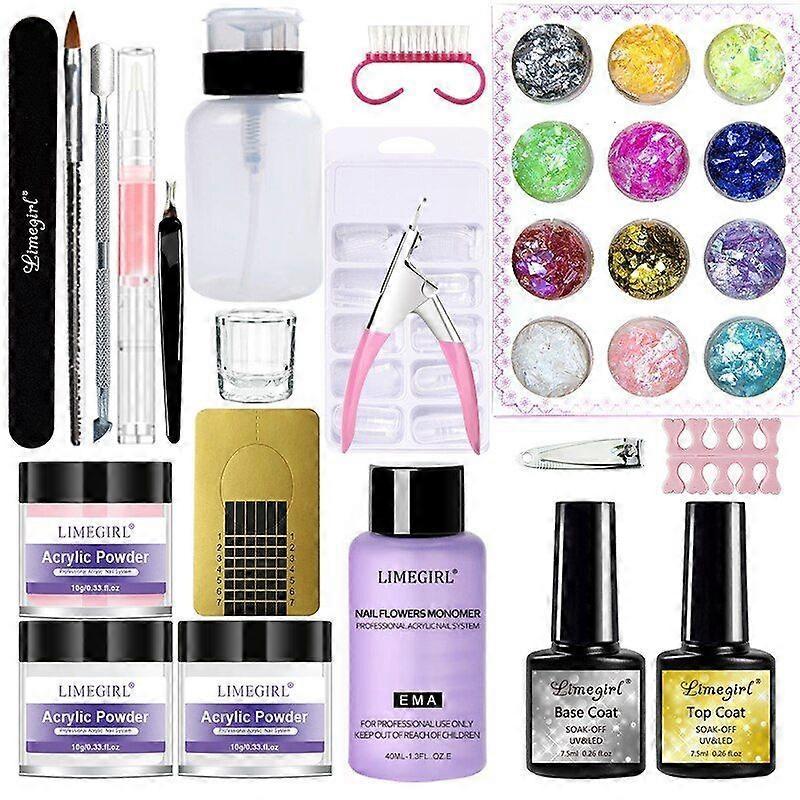 Nail Acrylic Powder Set For Crystal Carved Flower Manicure Acrylic Liquid Powder Kit 4