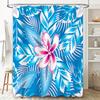 Colorful Bath Curtain featuring Tropical Flowers Blue and White Shower Fabric for Bathroom Decor