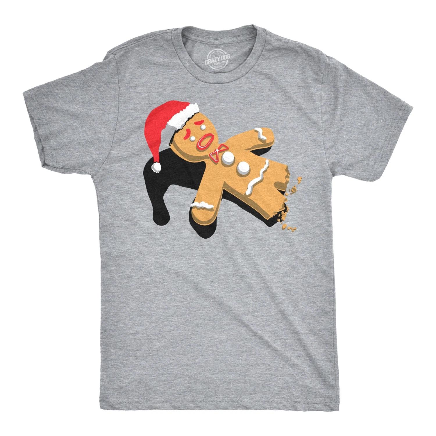 Half-Eaten Gingerbread Man t-shirt Funny Mens Christmas T-Shirts M