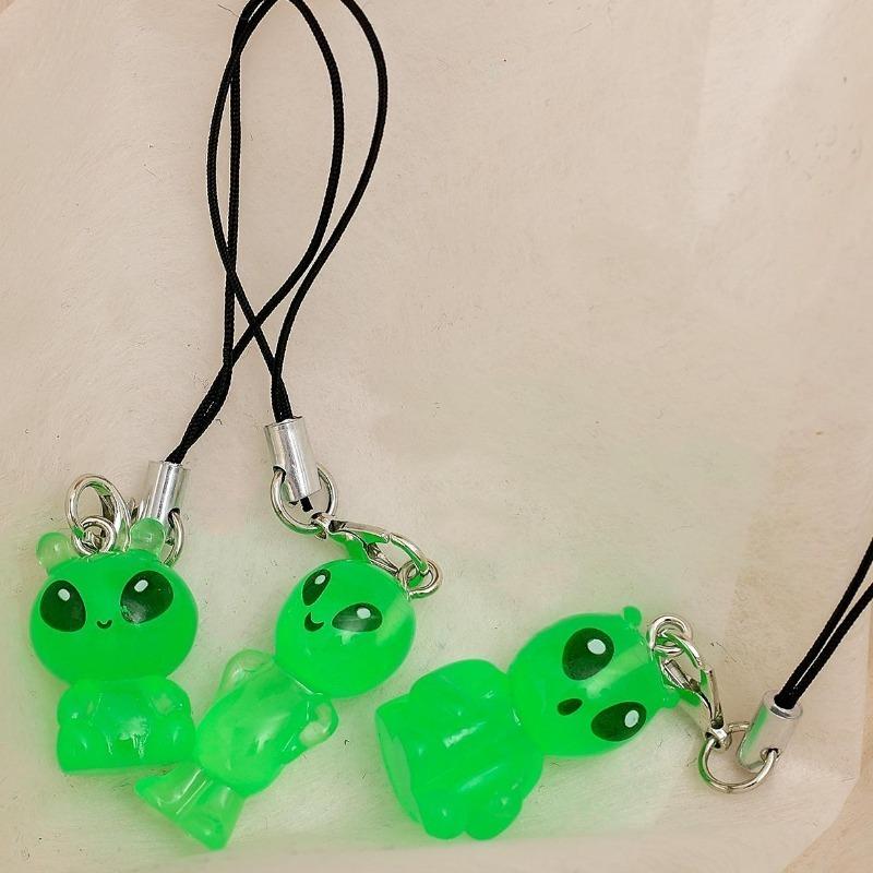 1-30pcs 2026 New Luminous Alien Mobile Phone Lanyard Backpack Keychains Pendants Cute and Glowing Creative Small Pendant