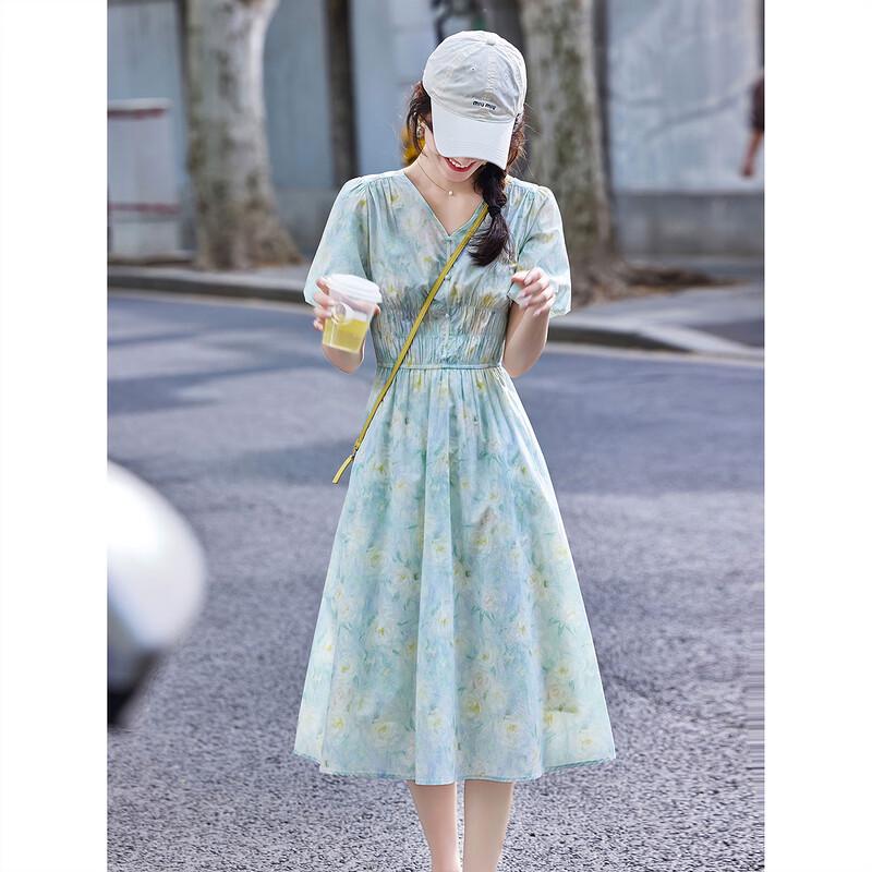 Elegant Fairy Style V-Neck Floral Summer Maxi Dress