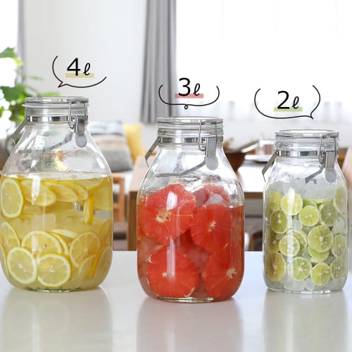 Seisho Cellarmate Sealed Storage Bottle with Handle, Perfect for Making Plum Wine, Fruit Wine, 2L, Glass, Made In Japan, Product Number 220308