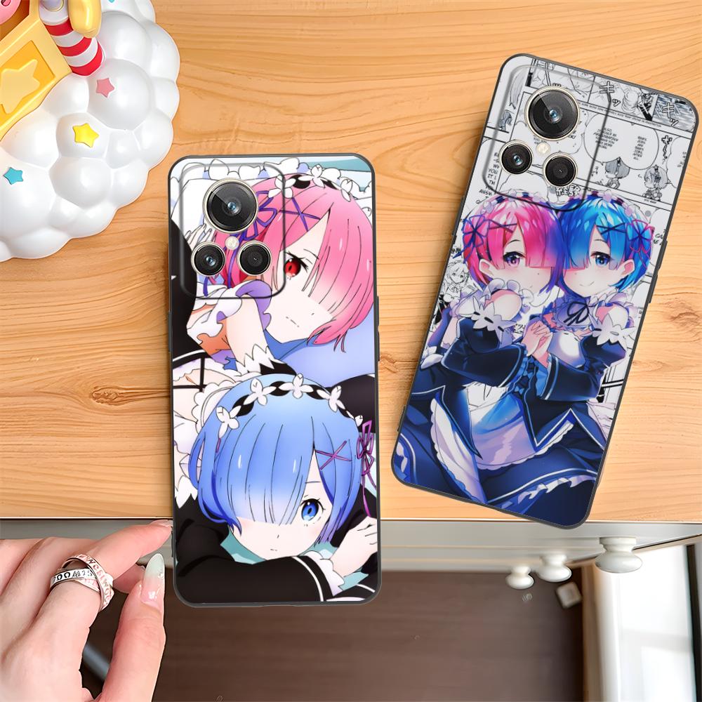 ReZero Rem Ram Matte TPU Mobile Phone Case for Realme 15 14 13 12 11 10 9 Pro Plus T i Lite 5G Colorful Printing Cover