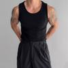 Herren Rippstrick Tanktop Slim Fit Ärmellos Muskelshirt Lässig Einfarbig Rundhalsausschnitt Weste