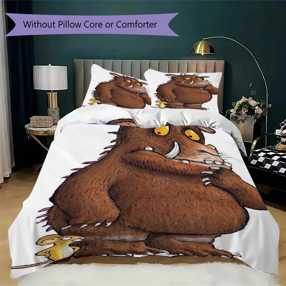The Gruffalo Pattern Bedding,Quilt Set Quilt Cover Pillowcase Home Birthday Gift(1 * Duvet Cover + 2 * Pillowcase, Without Core)_lx