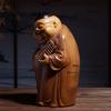 1pc Chinese Landlord's Ornament Wooden Carved Figurine Ornaments Home Decoration Wooden Carving Crafts Feng Shui Sculptures