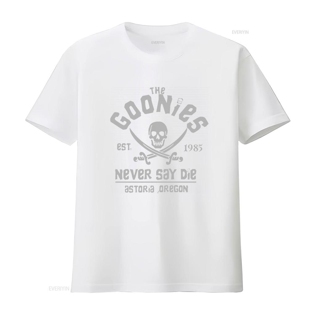 The Goonies Never Say Die Skull Retro Movie T Shirt Black Adventure Cult vintage Washed Stylish designer clothes graphic