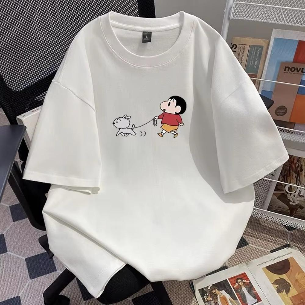

New Japanese Anime Crayon Shin-chan Pattern Printed Cotton T-shirt Cute Fashion Style Couple Short-sleeved T-shirt Tops XL