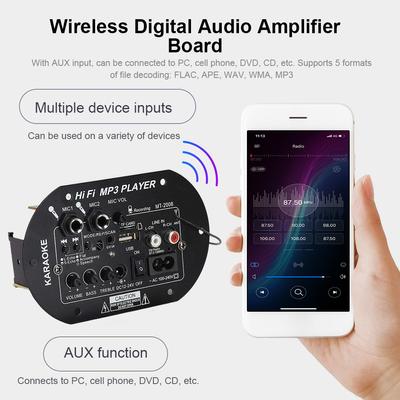 Car Subwoofer Bluetooth-Compatible 5.0 Support FLAC APE WAV WMA MP3 Decoding MP3 Amplifier Board Karaoke Audio Speaker Subwoofer