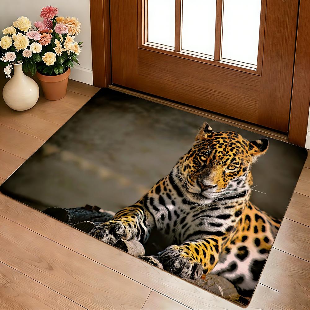 Animal Cool L-leopardS Fun Floor Mat Cozy Flannel Soft Thick Non-Slip Mat For Living Room Bedroom Kitchen Decor Rugs