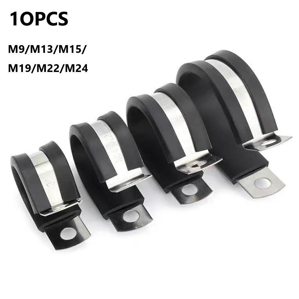 High Performance 10pcs Rubber Lined Hose Clamps Made of Stainless Steel