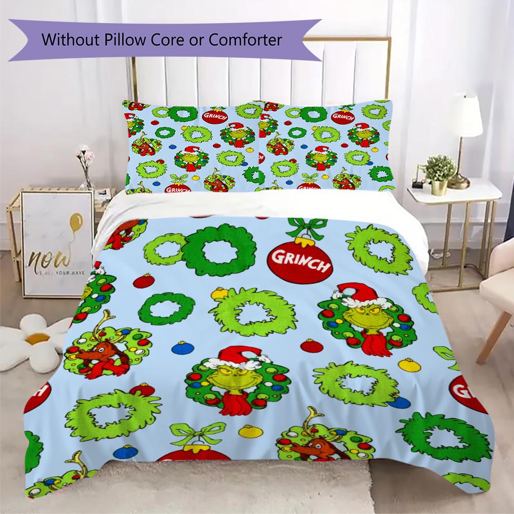 Christmas Gift Oscar Comedy Movie How the Grinch Stole Christmas Home Decor Soft Printed Bedding Set Pillowcase Duvet Cover (without Core) R13