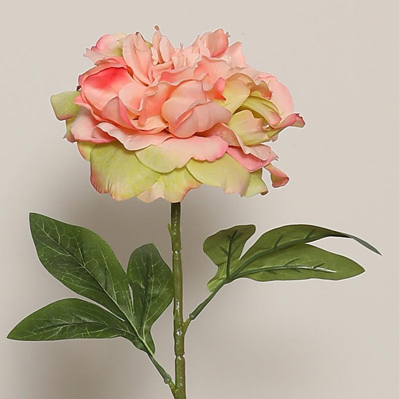 Realistic Long Stem Crown Peony Artificial Silk Flower for Living Room Decor and Bouquets