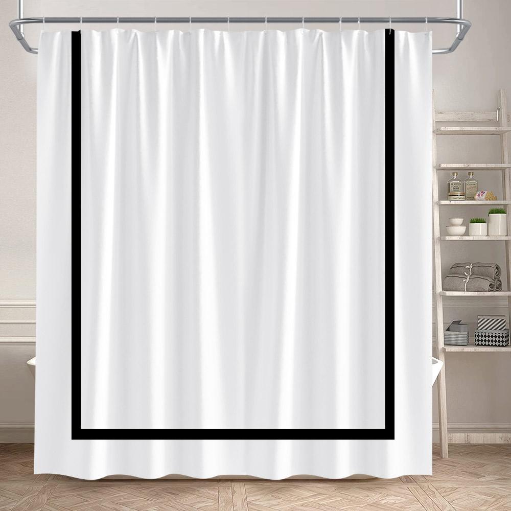 Moderne Geometrische Duschvorhänge Weiß Gepunktet Schwarz Badevorhang Minimalistisches Muster Polyesterstoff Badezimmerdekor Mit Haken