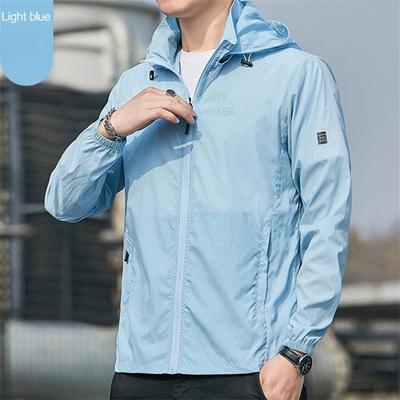 Sommer-Sonnenschutz-Hautmäntel für Männer, ultraleichte Sportbekleidung mit Kapuze, Windjacke für Herren, lässige einfarbige Jacken