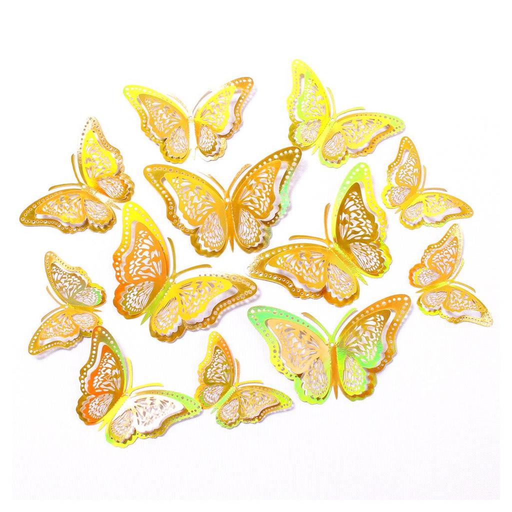 12 3D Hohl Schmetterling Wandaufkleber für festliche Weihnachts- und Feiertags-Heimdekoration