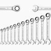 Ratcheting Wrench Set Metric and Standard 12-Point Box End Combination Spanner Gear Wrench Garage Tool Set,CR-V Full Polished
