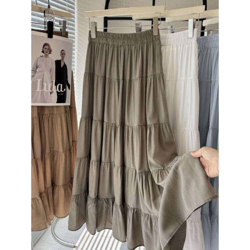 White skirt women's summer new high waist and thin a word medium and long spring and autumn fluffy group ballet cake skirt