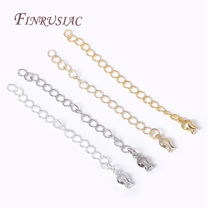 18K Gold Plated Brass Metal Extension Chains Bracelet Necklace Extend Tail Chains Connectors DIY Jewelry Making Findings