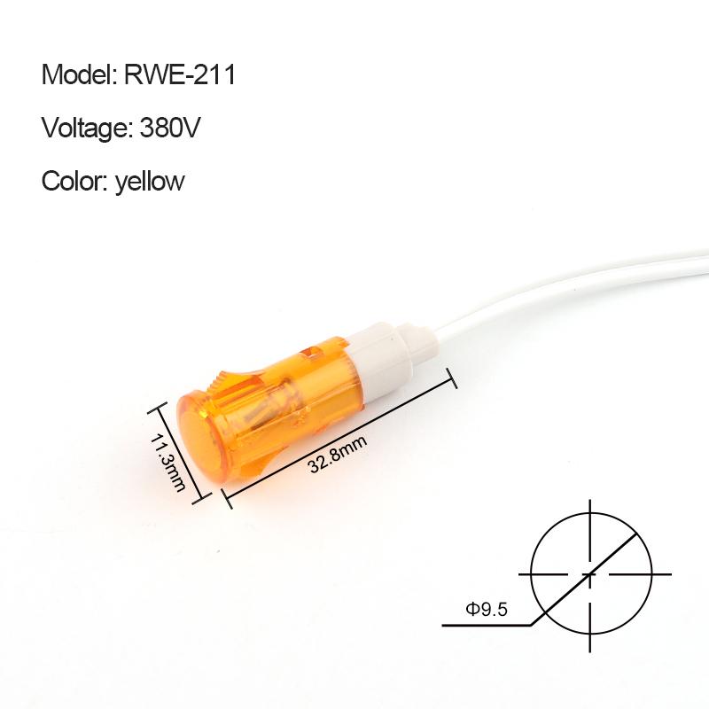 5Pcs Signal Lamp Panel Mounting Neon Indicator 380 220V 12V/24VDC 10mm MDX-11A with wire Guiding Signal Lamp Red Green Yellow