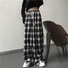 Plus Size Women Harajuku Oversize Plaid Pants Checked Trousers For Female Loose Casual Fall Wide Leg Sweatpants
