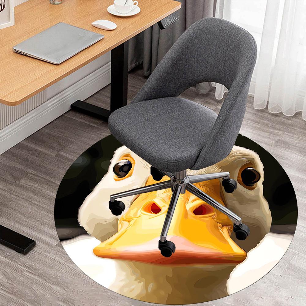 

1PC Duck Meme Round Chair mat Area Rug - Non-Slip, Floor Mat for Office, Bedroom, home decor Christmas Gift c0528123 80cm