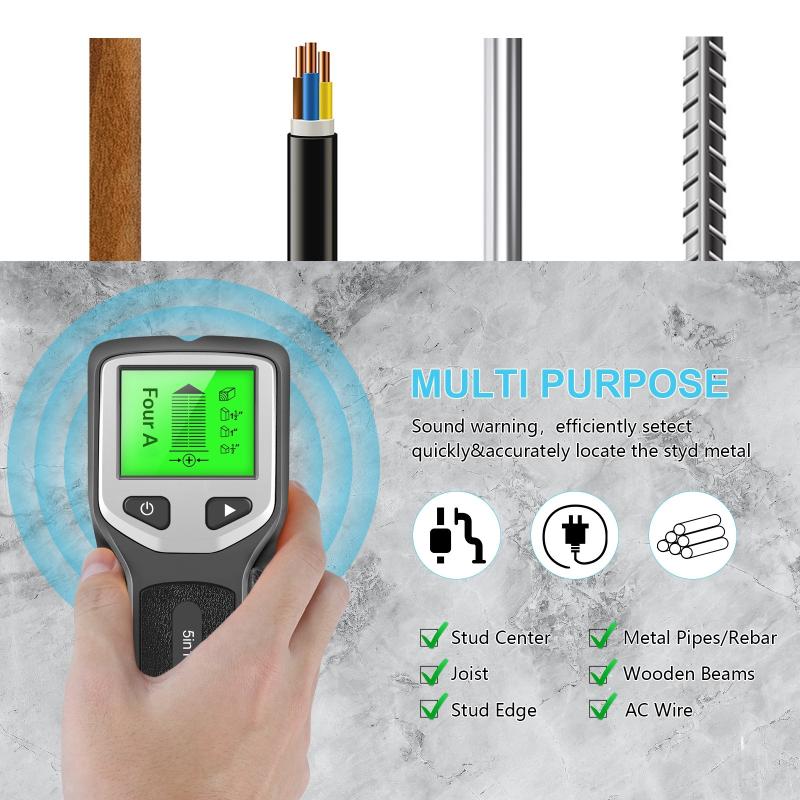 5 In 1 Metal Detector Wall Detector Wall Thickness Gauge Backlight Wall Stud Finder Electronic Wall Scanner Gold Finder