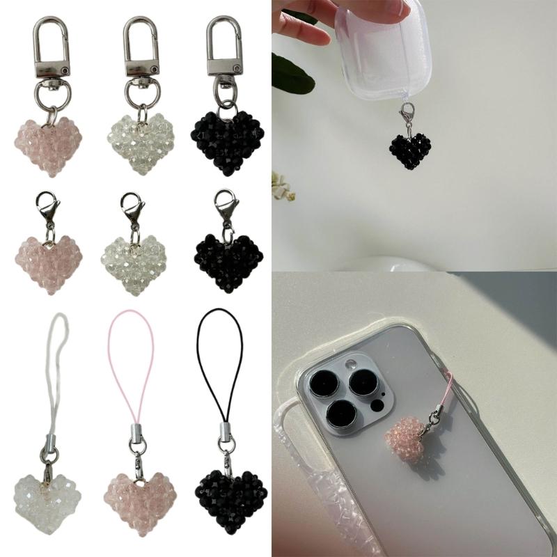 Fashionable Pendant for Furniture Stylish Crystal Heart Keychain Heart shaped Pendant for Home and Car Decorations