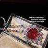 Swirl Pigeon Blood Ruby, Flower Necklace Vintage Plated 18K Gold Duobao Thistle Color Treasure Zircon Earrings