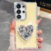 Gem Love Stand Is Suitable for Samsung S25 Ultra Mobile Case Flash Diamond S24 Flash Powder A56 Fashion A17