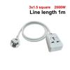 Schuko Plug Power Strip 3-Outlet 7-Hole German Standard Outlet Socket Home Electronics Extension Cord 0.3/0.5/1/2/3M