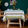 Gestreifte Quasten Staubdichte Tischdecke Küche Mahlzeit Baumwolle und Leinen Spitze Tischdecke Tischdecke Tischdecke Dekotuch