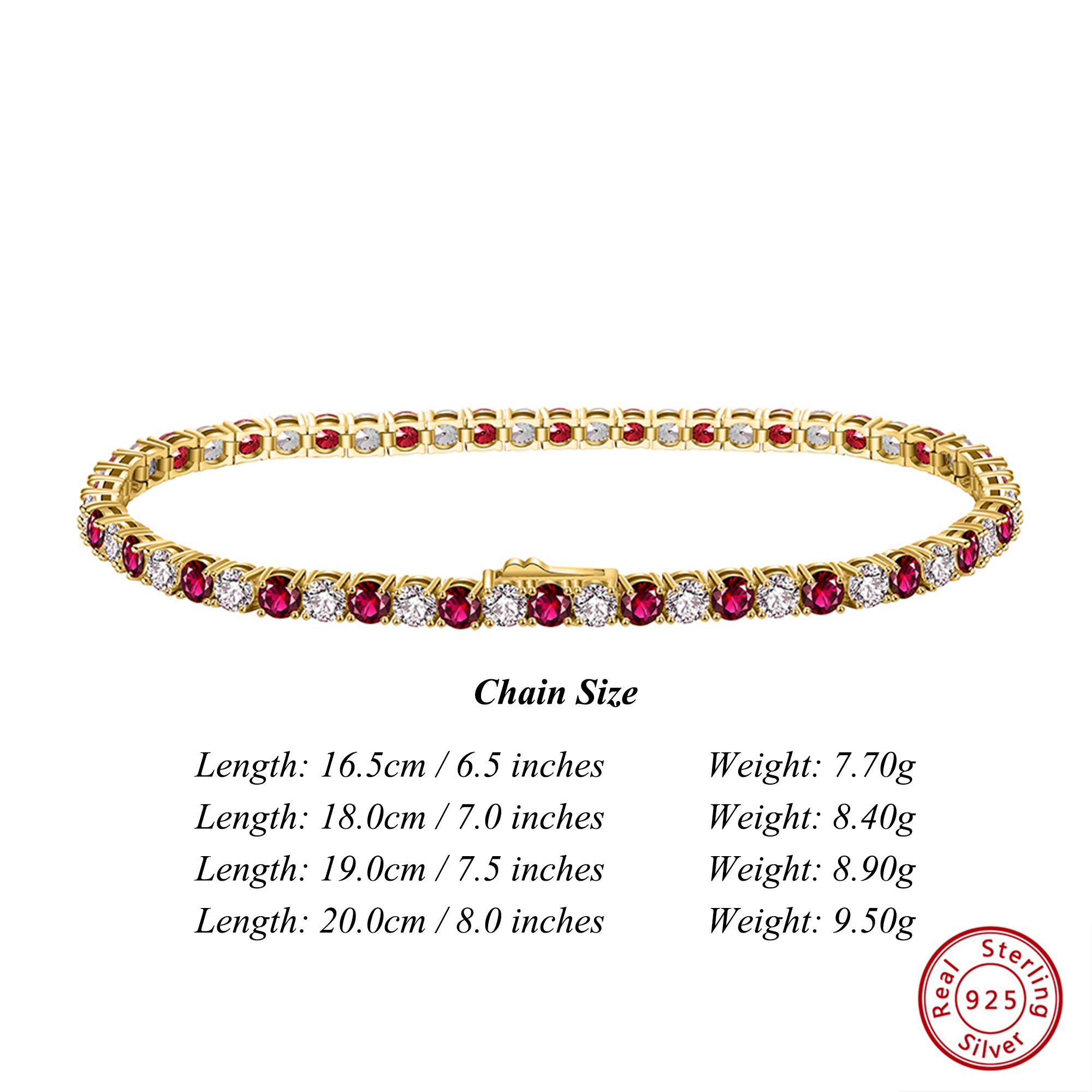 

EFFIE QUEEN 3mm Pave Red Ruby Round Cut Tennis Bracelet 925 Sterling Silver Zircon Diamond Bracelets Wedding Jewelry Gift SB138 16.5cm