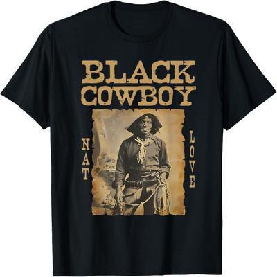 T-shirt Homme Cowboy Noir Western Rodéo Mélanine Histoire Noire Texas(6)